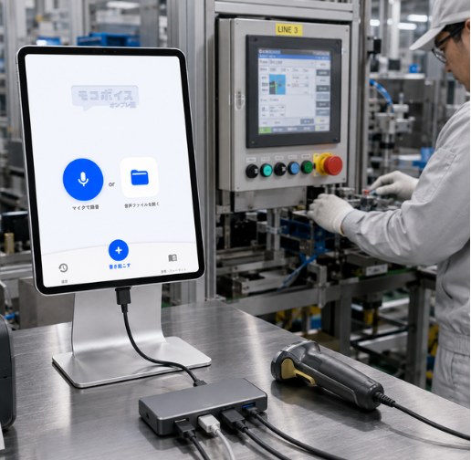 製造ラインでモコボイスを使う様子