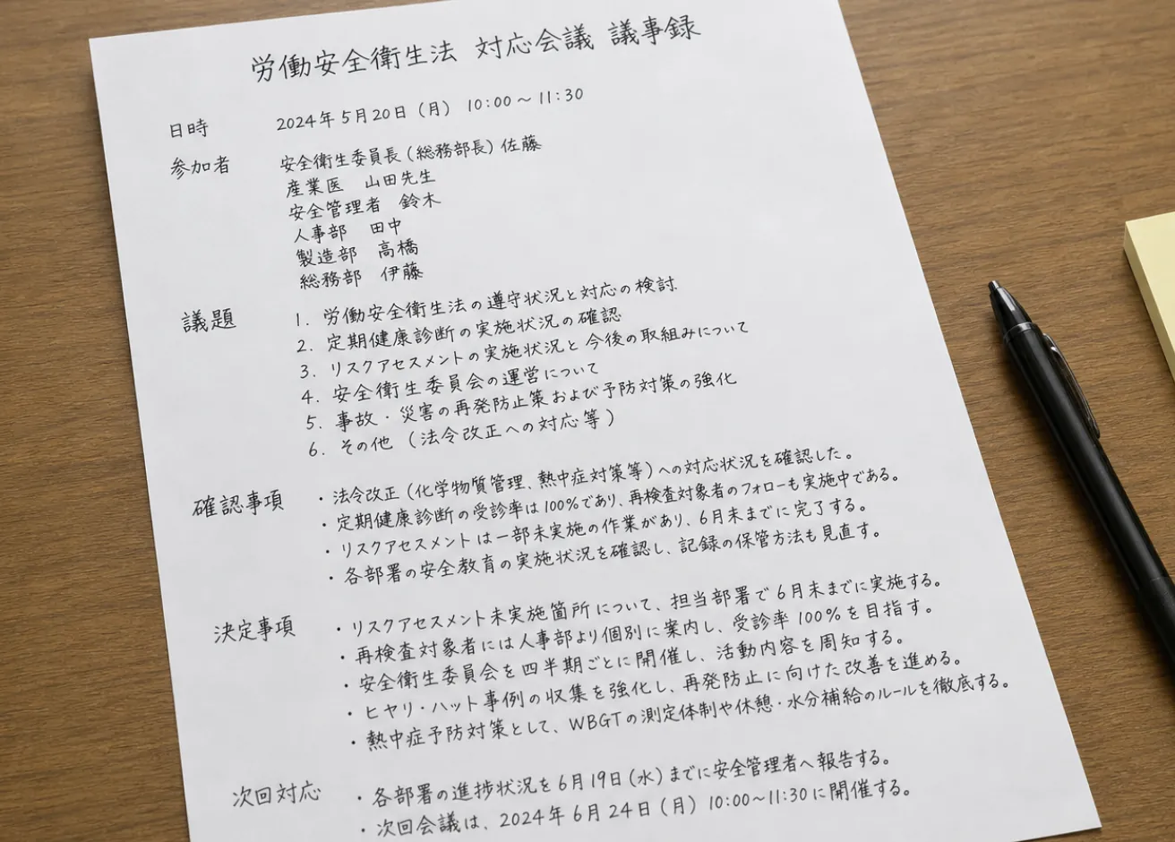 紙・手書きの議事録